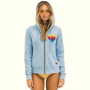 VGUC Aviator Nation Rainbow Heart Full Zip Hoodie